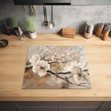 Herdabdeckplatte - Blumen - Natur - Weiß - Blüte - Abstrakt
