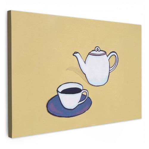 Leinwandbilder - Teekanne - Tasse - Beige - Illustration