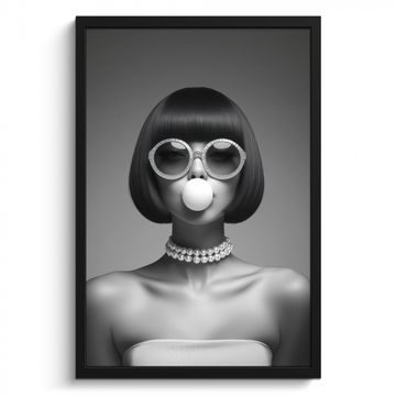 Bilder mit Rahmen - Frau - Schwarz und weiß - Halskette - Sonnenbrille