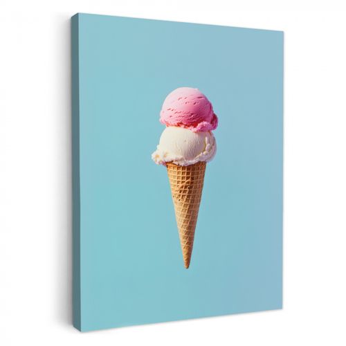 Leinwandbilder - Schaufel Eiscreme - Kegel - Blau