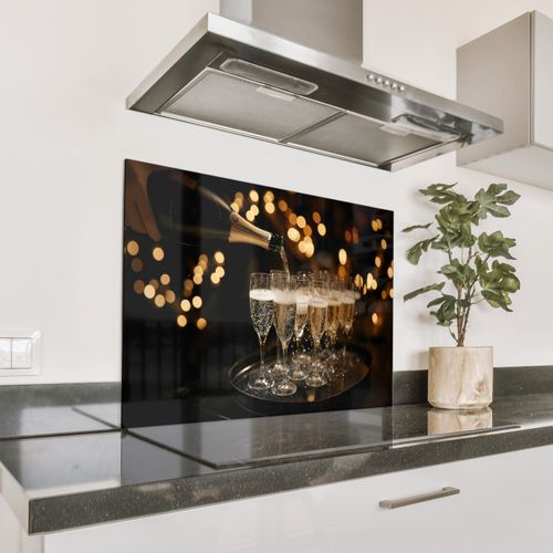 Spritzschutz Küche - Lichter - Champagner - Tablett - Gläser