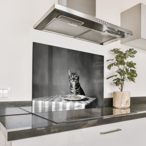 Spritzschutz Küche - Bengalisch - Katze - Tischtuch - Schwarz - Weiß - Tier