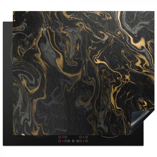 Herdabdeckplatte - Goldene Flüsse in schwarzem Marmor