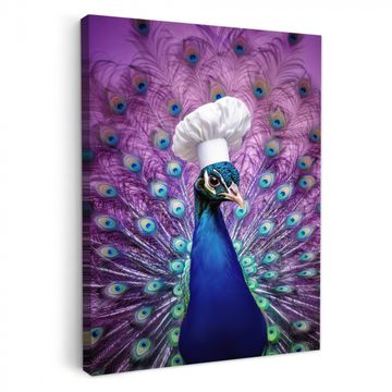 Leinwandbilder - Pfau - Kochmütze - Cool - Lila