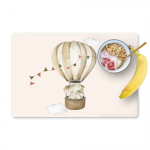 Tischset - Heißluftballon - Elefant - Aquarell - Beige - Tiere - 6 Stück