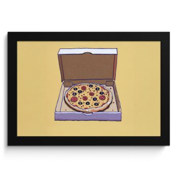 Bilder mit Rahmen - Pizza - Schachtel - Salami - Illustration