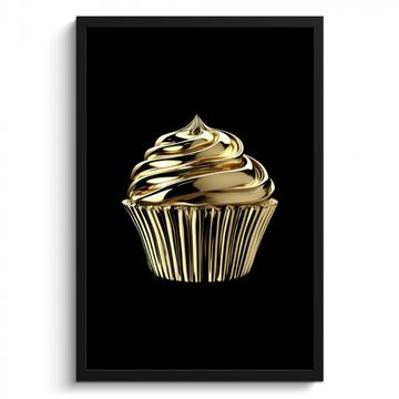 Bilder mit Rahmen - Cupcake - Lebensmittel - Gold - Schwarz