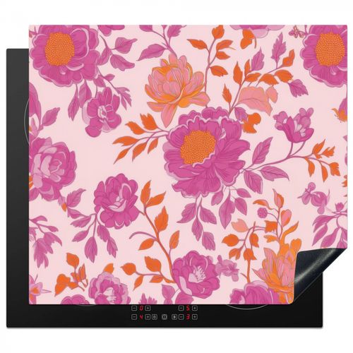 Herdabdeckplatte - Florales Muster - Rosa - Orange - Blumen
