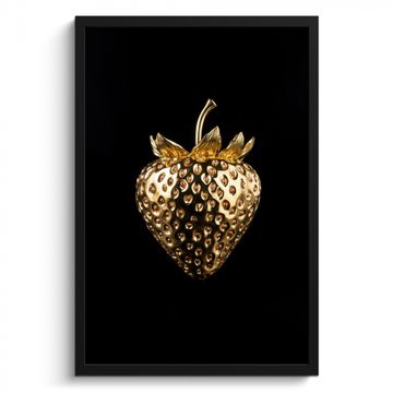 Bilder mit Rahmen - Erdbeere - Gold - Schwarz - Chrom