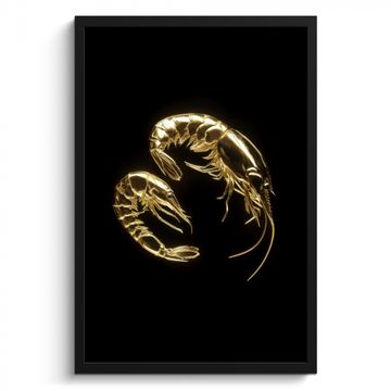 Bilder mit Rahmen - Shrimps - Schwarz - Gold - Tiere