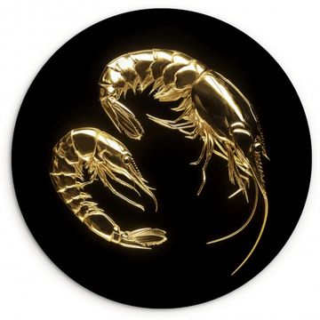 Runde Bilder - Shrimps - Schwarz - Gold - Tiere