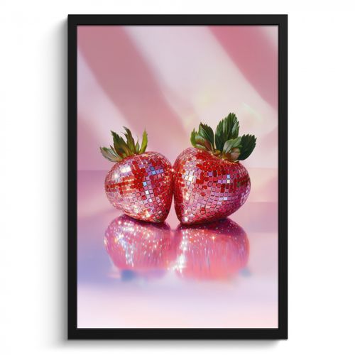 Bilder mit Rahmen - Disco - Obst - Glitzer - Erdbeere