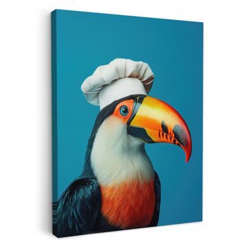 Leinwandbilder - Tukan - Papagei - Vogel - Kochmütze