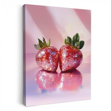 Leinwandbilder - Disco - Obst - Glitzer - Erdbeere