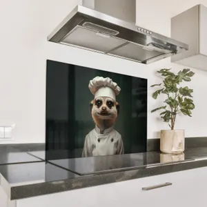 Spritzschutz Küche - Tier - Koch - Erdmännchen