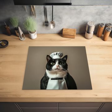 Herdabdeckplatte - Katze - Kochkleidung - Schwarz - Weiß