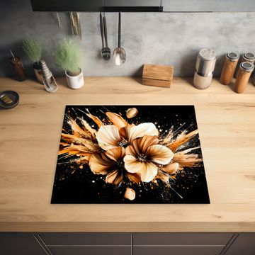 Herdabdeckplatte - Blumen - Gold - Graffiti - Schwarz - Abstrakt