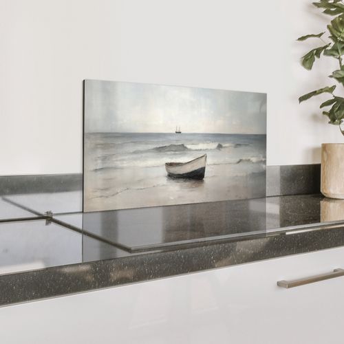 Spritzschutz Küche - Ruderboot - Meer - Horizont