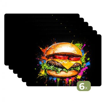 Tischset - Hamburger - Graffiti - Farbe - Bunt - Essen - Abstrakt - 6 Stück
