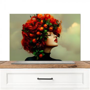 Spritzschutz Küche - Frau - Äpfel - Rot - Blätter