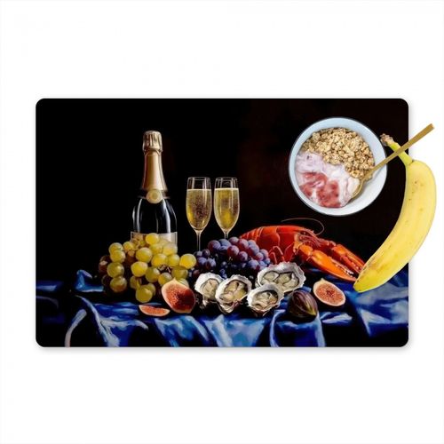 Tischset - Champagner - Luxus - Austern - 6 Stück