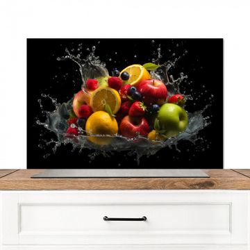 Spritzschutz Küche - Obst - Apfel - Orange - Rote Früchte - Wasser