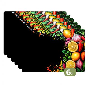 Tischset - Zitronen - Paprika - Kräuter - Graffiti - Farbe - Abstrakt - 6 Stück