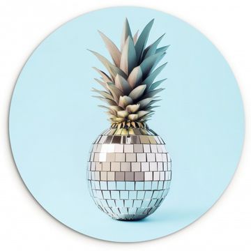 Runde Bilder - Blau - Ananas - Disco - Discoball