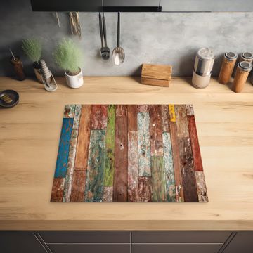 Herdabdeckplatte - Buntes verwittertes Holz
