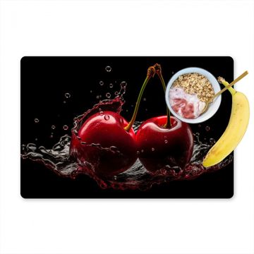 Tischset - Kirsche - Rot - Frucht - Wasser - Schwarz - 6 Stück