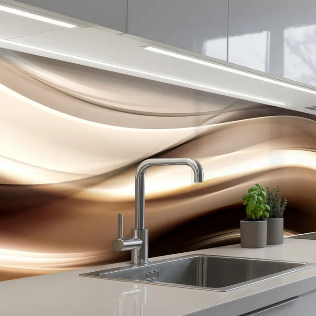 Küchenrückwand - Wellen - Abstrakt - Warmes Beige