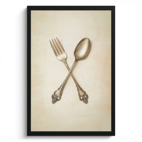 Bilder mit Rahmen - Beige - Vintage - Besteck