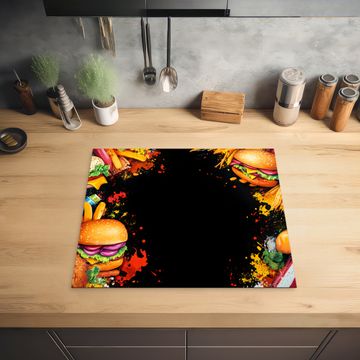 Herdabdeckplatte - Fastfood - Graffiti - Hamburger - Lebensmittel - Modern
