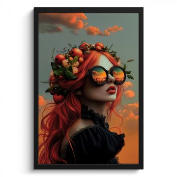 Bilder mit Rahmen - Frau - Krone - Tomate - Bascilicum - Sonnenbrille