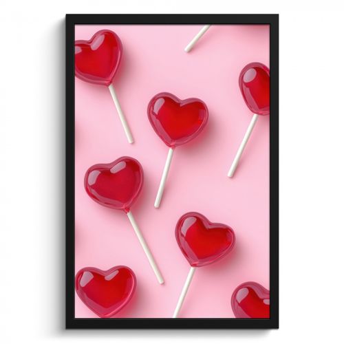 Bilder mit Rahmen - Lutscher - Herzen - Rosa