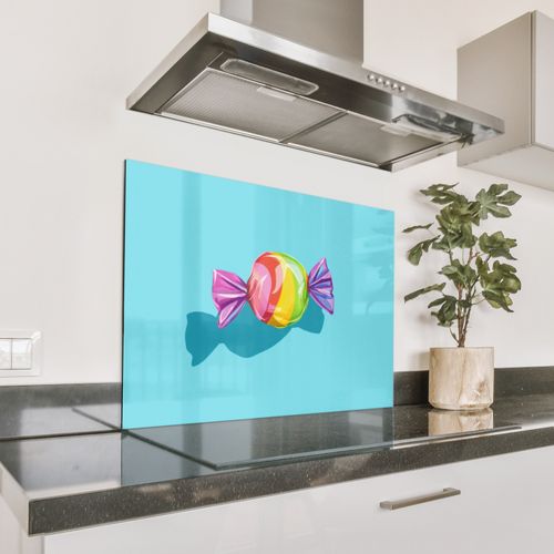 Spritzschutz Küche - Blau - Bonbon - Regenbogen