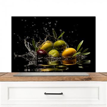 Spritzschutz Küche - Oliven - Grün - Wasser - Schwarz
