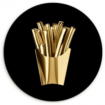 Runde Bilder - Pommes frites - Gold - Chrom - Lebensmittel