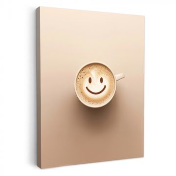 Leinwandbilder - Kaffee - Milchschaum - Lächeln - Beige