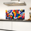 Vormen - Abstract - Stippels - Blauw Spatscherm Aluminium klein -sfeer4
