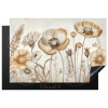 Bloemen - Beige - Natuur - Illustratie Inductie beschermer vinyl 3mm klein -3d
