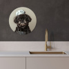 Kokskleding - Zwart - Hondje KitchenYeah - Keuken - Wandcirkel Forex klein -sfeer1