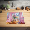 Pink - City - Bloemen Inductie beschermer vinyl 3mm middel -sfeer5