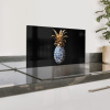Ananas - Bloemen patroon - Goud - Delftsblauw Spatscherm Aluminium klein -zzproduct_nieuw