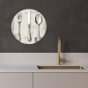 Zilver - Bestek - Hout KitchenYeah - Keuken - Wandcirkel Forex klein -sfeer1