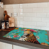 Luipaard - Bloemen - Kroon Inductie beschermer vinyl 3mm klein -sfeer3