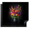 Felgekleurd - Bloemen - Vaas Inductie beschermer vinyl 3mm middel -3d