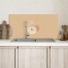 Perzik - Lijntekening - Pit - Beige Spatscherm Aluminium klein -sfeer2
