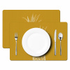Lijnillustratie - Ananas - Bladkroon - Okergeel Placemat vinyl groot -zzsfeer2_Kitchenyeah-website