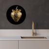 Aardbei - Goud - Zwart - Chrome KitchenYeah - Keuken - Wandcirkel Forex klein -sfeer1